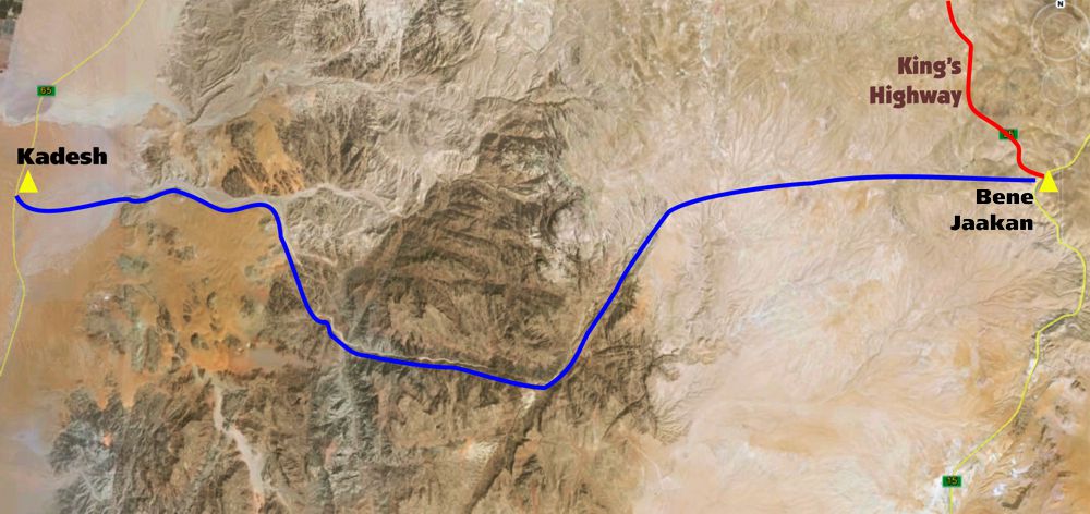 The route between Kadesh and Bene Jaakan