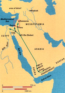 The trading route between Sheba and Mount Seir