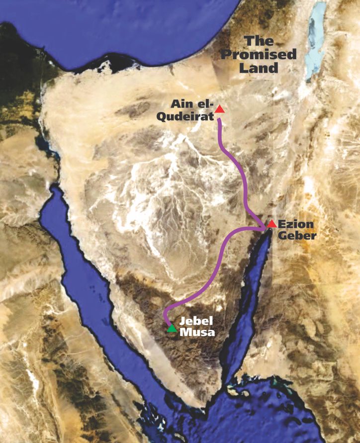 The orthodox view of the route taken from Mount Sinai to Kadesh Barnea